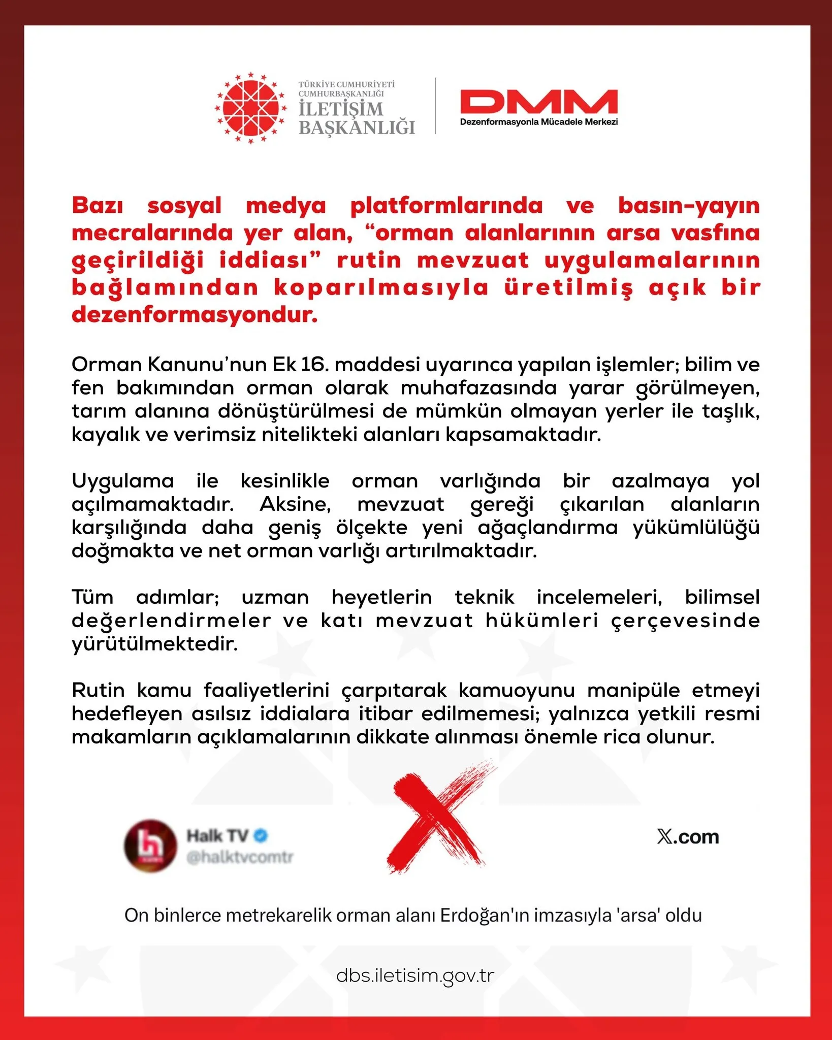 DMM, arsa iddiasını reddetti: Ek 16'nın tarıma dönüştürülemeyen yerler ile verimsiz alanları kapsadığını açıkladı